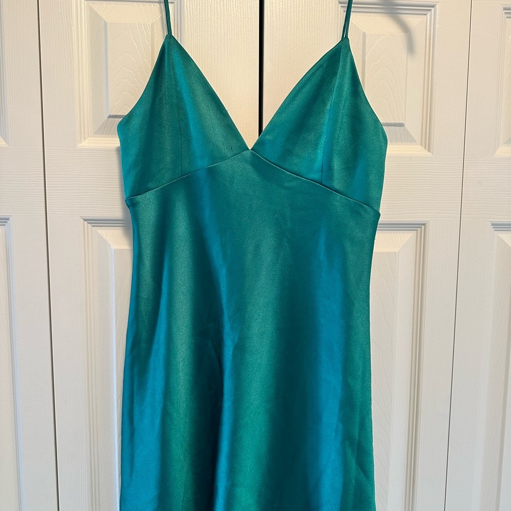ALICE + OLIVIA JULIETTA MINI SLIP DRESS EMERALD GREEN SIZE 8 - Picture 6 of 10